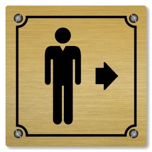 WC muži vpravo, 118x118mm, zlatá, Kansas